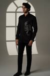 Shop_Sanjana Reddy Designs_Black Cotton Embroidery Scorpion Placement Shirt _at_Aza_Fashions