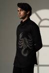 Buy_Sanjana Reddy Designs_Black Cotton Embroidery Scorpion Placement Shirt _Online_at_Aza_Fashions