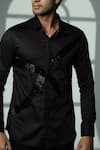 Sanjana Reddy Designs_Black Cotton Embroidery Cutdana Shirt _Online_at_Aza_Fashions