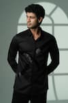 Buy_Sanjana Reddy Designs_Black Cotton Embroidery Cutdana Shirt _at_Aza_Fashions