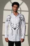 Sanjana Reddy Designs_White Cotton Embroidery Armor Shirt _Online_at_Aza_Fashions