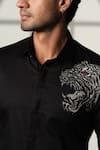 Sanjana Reddy Designs_Black Cotton Embroidery, Beads Tiger Placement Shirt _Online_at_Aza_Fashions