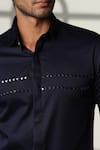 Shop_Sanjana Reddy Designs_Navy Cotton Embroidery Arrow Placement Shirt _Online_at_Aza_Fashions