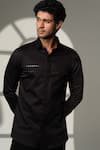 Shop_Sanjana Reddy Designs_Black Cotton Embroidery Arrow Placement Shirt _at_Aza_Fashions