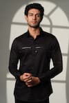 Shop_Sanjana Reddy Designs_Black Cotton Embroidery Arrow Placement Shirt _Online_at_Aza_Fashions