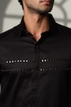 Sanjana Reddy Designs_Black Cotton Embroidery Arrow Placement Shirt _at_Aza_Fashions