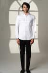 Buy_Sanjana Reddy Designs_White Cotton Embroidery Arrows Placement Shirt _Online_at_Aza_Fashions
