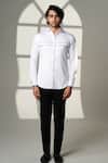 Shop_Sanjana Reddy Designs_White Cotton Embroidery Arrows Placement Shirt _at_Aza_Fashions