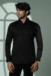 Buy_Sanjana Reddy Designs_Black Cotton Studs Pyramid Studded Shirt _at_Aza_Fashions