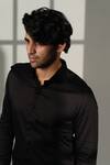 Shop_Sanjana Reddy Designs_Black Cotton Embroidery Star Placement Shirt _at_Aza_Fashions