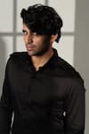 Buy_Sanjana Reddy Designs_Black Cotton Embroidery Star Placement Shirt _Online_at_Aza_Fashions