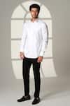 Sanjana Reddy Designs_White Cotton Embroidery Slant Sally Lines Shirt _Online_at_Aza_Fashions