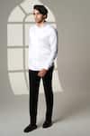 Buy_Sanjana Reddy Designs_White Cotton Embroidery Slant Sally Lines Shirt _Online_at_Aza_Fashions