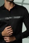 Shop_Sanjana Reddy Designs_Black Cotton Studs Pyramid Studded Shirt _Online_at_Aza_Fashions
