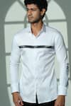 Buy_Sanjana Reddy Designs_White Cotton Studs Pyramid Embroidered Shirt _Online_at_Aza_Fashions