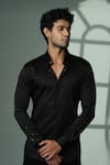 Buy_Sanjana Reddy Designs_Black Cotton Studs, Embroidery Sleeve Shirt _at_Aza_Fashions