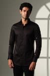 Buy_Sanjana Reddy Designs_Black Cotton Studs Star Placement Embroidered Shirt _at_Aza_Fashions