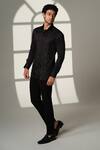 Shop_Sanjana Reddy Designs_Black Cotton Embroidery, Stones Cutdana Shirt _at_Aza_Fashions