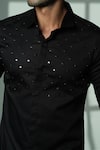 Buy_Sanjana Reddy Designs_Black Cotton Studs Arrow Placement Embroidered Shirt _Online_at_Aza_Fashions