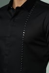 Buy_Sanjana Reddy Designs_Black Cotton Embroidery Placement Shirt _Online_at_Aza_Fashions