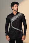Buy_Sanjana Reddy Designs_Black Cotton Sequins Galaxy Curve Embroidered Shirt _at_Aza_Fashions