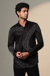 Buy_Sanjana Reddy Designs_Black Cotton Beads Standing Sally Embroidered Shirt _Online_at_Aza_Fashions