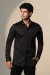 Shop_Sanjana Reddy Designs_Black Cotton Beads Standing Sally Embroidered Shirt _at_Aza_Fashions