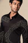 Shop_Sanjana Reddy Designs_Black Cotton Beads Standing Sally Embroidered Shirt _Online_at_Aza_Fashions