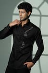 Sanjana Reddy Designs_Black Cotton Embroidery Cutdana Shirt _Online_at_Aza_Fashions