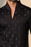 Buy_Sanjana Reddy Designs_Black Cotton Stones Cutdana Embroidered Kurta _Online_at_Aza_Fashions