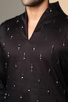 Buy_Sanjana Reddy Designs_Black Cotton Embroidery, Sequins Geometric Pattern Kurta _Online_at_Aza_Fashions