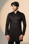 Buy_Sanjana Reddy Designs_Black Cotton Embroidery, Studs Placement Kurta _at_Aza_Fashions