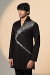 Shop_Sanjana Reddy Designs_Black Cotton Sequins Galaxy Placement Embroidered Kurta _at_Aza_Fashions