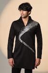 Buy_Sanjana Reddy Designs_Black Cotton Sequins Galaxy Placement Embroidered Kurta _at_Aza_Fashions