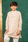 JILMIL DREAMWEAR_Off White Georgette Mirrors, Embroidery Work Kurta Set _Online_at_Aza_Fashions