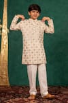 Shop_JILMIL DREAMWEAR_Off White Georgette Mirrors, Embroidery Work Kurta Set _at_Aza_Fashions