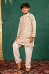Buy_JILMIL DREAMWEAR_Off White Georgette Mirrors, Embroidery Work Kurta Set _at_Aza_Fashions