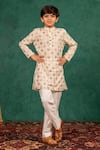 JILMIL DREAMWEAR_Off White Georgette Mirrors, Embroidery Work Kurta Set _at_Aza_Fashions