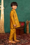 JILMIL DREAMWEAR_Mustard Silk Embroidery Yellow Bundi Kurta Set _Online_at_Aza_Fashions