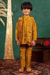 Buy_JILMIL DREAMWEAR_Mustard Silk Embroidery Yellow Bundi Kurta Set _at_Aza_Fashions