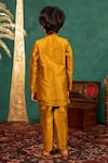 Shop_JILMIL DREAMWEAR_Mustard Silk Embroidery Yellow Bundi Kurta Set _at_Aza_Fashions