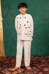 Buy_JILMIL DREAMWEAR_White Silk Embroidery Acrylic Bundi Kurta Set _at_Aza_Fashions
