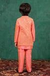Shop_JILMIL DREAMWEAR_Pink Silk Mirrors Work Bundi And Kurta Set _at_Aza_Fashions
