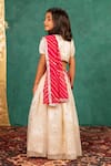 Shop_JILMIL DREAMWEAR_Cream Tissue Embroidery, Zari, Tassels Fendy Crush White Blouse Lehenga Set _at_Aza_Fashions