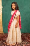 Shop_JILMIL DREAMWEAR_Cream Tissue Embroidery, Zari, Tassels Fendy Crush White Blouse Lehenga Set _Online_at_Aza_Fashions