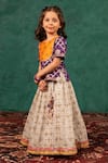 Buy_JILMIL DREAMWEAR_Off White Mirrors, Zari, Embroidery Dark Purple Top With Lehenga 
