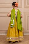 JILMIL DREAMWEAR_Yellow Polyester Embroidery, Mirrors, Zari Printed Blouse Lehenga Set _Online_at_Aza_Fashions