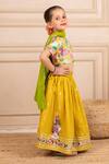 Shop_JILMIL DREAMWEAR_Yellow Polyester Embroidery, Mirrors, Zari Printed Blouse Lehenga Set _Online_at_Aza_Fashions