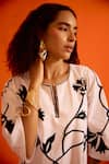 Shop_Indian Summer Story_Ivory Poplin Embroidery Split V-neck Botanical Dress 