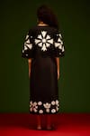 Shop_Indian Summer Story_Black Cotton Embroidery Split V-neck Sitara Thread Dress _at_Aza_Fashions